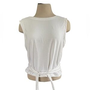 CALIA Crop Wrap & Tie Yoga Performance Tank Top White Size X-Large Bodybreeze